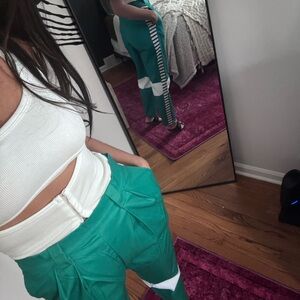 Green Striped Women's Pants